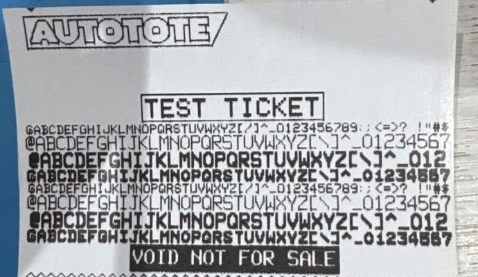 Ticket de prueba impreso por una terminal MAX-3000 real